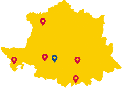 Mapa de oficinas acelerapyme en la provincia de Cáceres